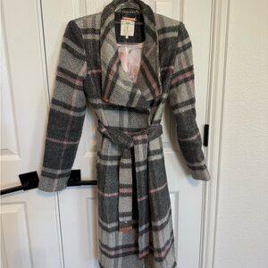 Ted Baker Plaid Wool Blend Belted Coat